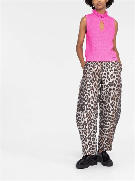 ganni leopard print trousers